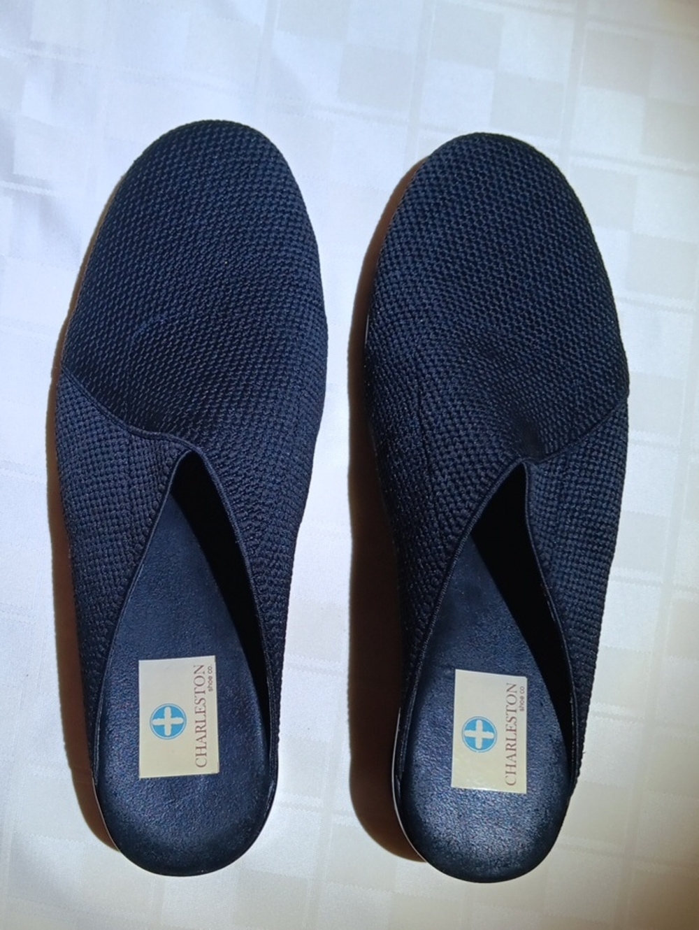 CHARLESTON SHOE CO. Black Slip-On Knit Mules - Breathable Casual Mules